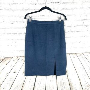 Moschino Navy Blue Wool Career Classic Minimalist Pencil Skirt Size 6 LKNW